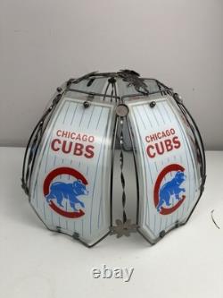 VTG Chicago Cubs Lamp Shade Glass and Metal Lampshade