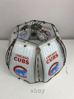 VTG Chicago Cubs Lamp Shade Glass and Metal Lampshade