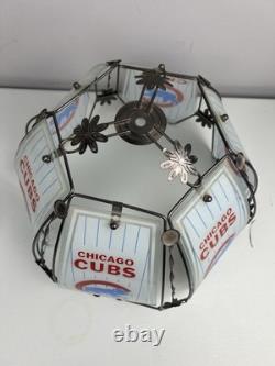 VTG Chicago Cubs Lamp Shade Glass and Metal Lampshade