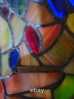 VTG Dale Tiffany/Tiffany Style Dragonfly Stained Beads Glass Round Lamp Shade