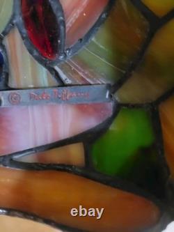 VTG Dale Tiffany/Tiffany Style Dragonfly Stained Beads Glass Round Lamp Shade