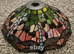 VTG Dragonfly Tiffany Style Lamp Shade Stained Glass 14 For Floor Or Table Lamp
