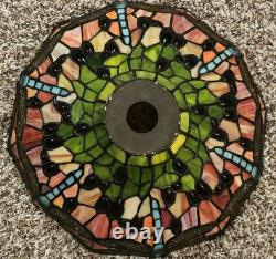VTG Dragonfly Tiffany Style Lamp Shade Stained Glass 14 For Floor Or Table Lamp