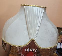 VTG ELEGANT Capodimonte Fabric Lamp shade with Glass Fringe SHADE ONLY (no lamp)