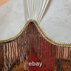 VTG ELEGANT Capodimonte Fabric Lamp shade with Glass Fringe SHADE ONLY (no lamp)