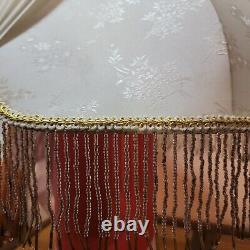 VTG ELEGANT Capodimonte Fabric Lamp shade with Glass Fringe SHADE ONLY (no lamp)