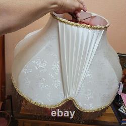 VTG ELEGANT Capodimonte Fabric Lamp shade with Glass Fringe SHADE ONLY (no lamp)