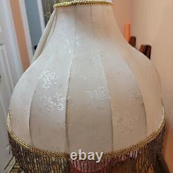 VTG ELEGANT Capodimonte Fabric Lamp shade with Glass Fringe SHADE ONLY (no lamp)