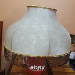 VTG ELEGANT Capodimonte Fabric Lamp shade with Glass Fringe SHADE ONLY (no lamp)