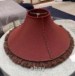 VTG Frederick Cooper Rusty Red Tweed & Fringes Trim HUGE Lamp Shade PERFECT