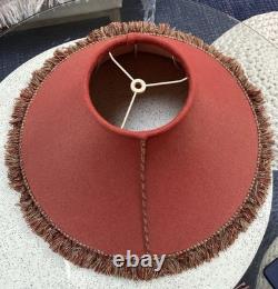 VTG Frederick Cooper Rusty Red Tweed & Fringes Trim HUGE Lamp Shade PERFECT