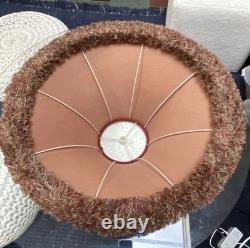 VTG Frederick Cooper Rusty Red Tweed & Fringes Trim HUGE Lamp Shade PERFECT