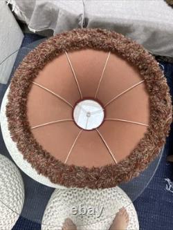 VTG Frederick Cooper Rusty Red Tweed & Fringes Trim HUGE Lamp Shade PERFECT