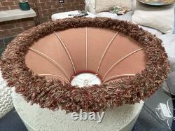 VTG Frederick Cooper Rusty Red Tweed & Fringes Trim HUGE Lamp Shade PERFECT