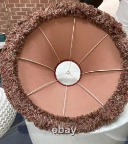 VTG Frederick Cooper Rusty Red Tweed & Fringes Trim HUGE Lamp Shade PERFECT