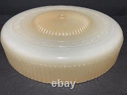 VTG Frosted opaque Glass ribbed Ceiling Light Fixture Lamp Shade Cover Round 14