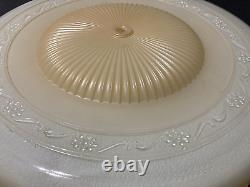 VTG Frosted opaque Glass ribbed Ceiling Light Fixture Lamp Shade Cover Round 14