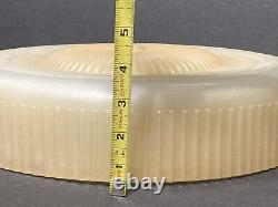 VTG Frosted opaque Glass ribbed Ceiling Light Fixture Lamp Shade Cover Round 14