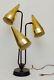 Vtg Gold Tin Punch 3 Shades Table Lamp Mid Century Space Age Underwriters Lab