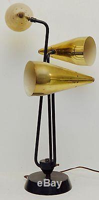 VTG Gold Tin Punch 3 Shades Table Lamp Mid Century Space Age Underwriters Lab