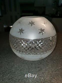 VTG. HEAVY Frosted Cut Crystal Glass Lamp Ball Globe Shade