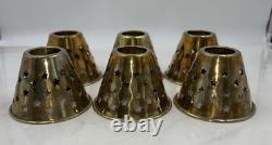VTG IHI Brass Lamp Shades Star Cutouts Mid Century Modern Heavy Set of 6