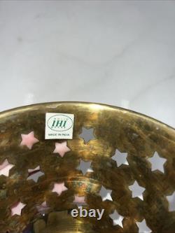 VTG IHI Brass Lamp Shades Star Cutouts Mid Century Modern Heavy Set of 6