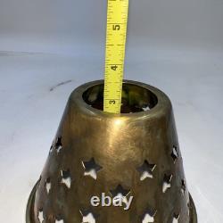 VTG IHI Brass Lamp Shades Star Cutouts Mid Century Modern Heavy Set of 6