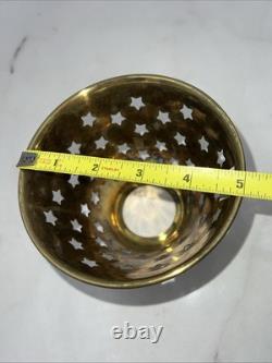 VTG IHI Brass Lamp Shades Star Cutouts Mid Century Modern Heavy Set of 6