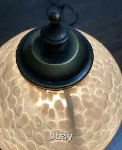 VTG L & L WMC Cherub Bronze Parlor 15 Lamp Speckled Dome Glass Shade Beaded