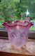 Vtg Large St Louis Cranberry Ruffled Glass Lamp Shade Signed