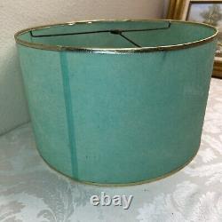 VTG MCM 50's FIBERGLASS LAMP SHADE GOLD Trim 15 Turquoise Blue Green