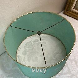 VTG MCM 50's FIBERGLASS LAMP SHADE GOLD Trim 15 Turquoise Blue Green