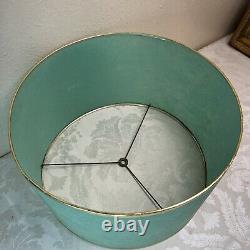 VTG MCM 50's FIBERGLASS LAMP SHADE GOLD Trim 15 Turquoise Blue Green