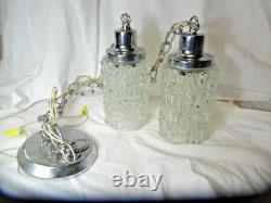 VTG MCM Hollywood Regency Double Swag Glass Globe Hanging Lights Ceiling Lamps