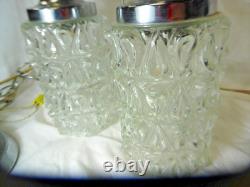 VTG MCM Hollywood Regency Double Swag Glass Globe Hanging Lights Ceiling Lamps