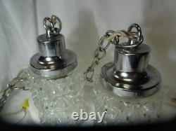 VTG MCM Hollywood Regency Double Swag Glass Globe Hanging Lights Ceiling Lamps