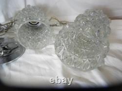 VTG MCM Hollywood Regency Double Swag Glass Globe Hanging Lights Ceiling Lamps