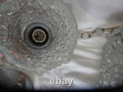 VTG MCM Hollywood Regency Double Swag Glass Globe Hanging Lights Ceiling Lamps