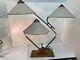 Vtg Mcm Majestic 3 Shade Table Lamp Mid Century Modern Brass Wood 1940s 1950s