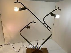 VTG MCM Majestic 3 shade Table Lamp Mid Century Modern Brass Wood 1940s 1950s