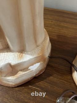 VTG MCM Pair Chalkware Figural Lamps WithRare Venetian Blinds