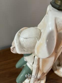 VTG MCM Pair Chalkware Figural Lamps WithRare Venetian Blinds