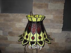 VTG MCM deco Frank Lloyd Wright arts and crafts stained glass lamp shade light