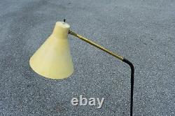 VTG MCM floor lamp 50's 60's goose neck fiberglass bullet cone shade