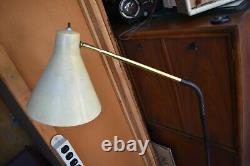 VTG MCM floor lamp 50's 60's goose neck fiberglass bullet cone shade