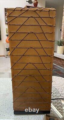 VTG Mid Century Modern Fiberglass & Wicker Caged Design Organic Accent Lamp 21