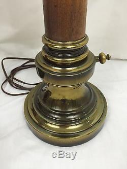 VTG Mid Century Pair Of Stiffel Table Lamps Brass Wood 38 Tall No Shades
