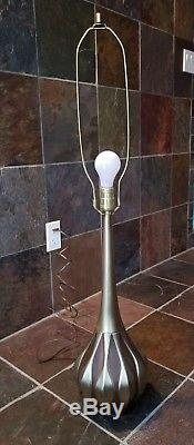 VTG MidCentury/Danish Modern LAUREL Brass/Wood Genie Bottle Table Lamp + SHADE