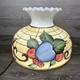 Vtg Milky Glass Hand Painted Hurricane Lamp Shade 14-3/4 Diameter 9-7/8tall